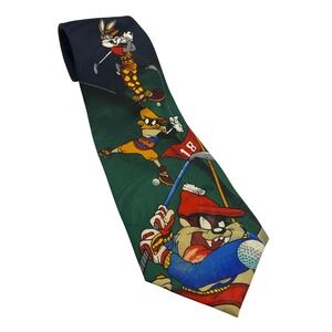 Vintage‎ Looney Tunes Golf Tie 1996 Bugs Bunny Taz Daffy Duck Warner Bros